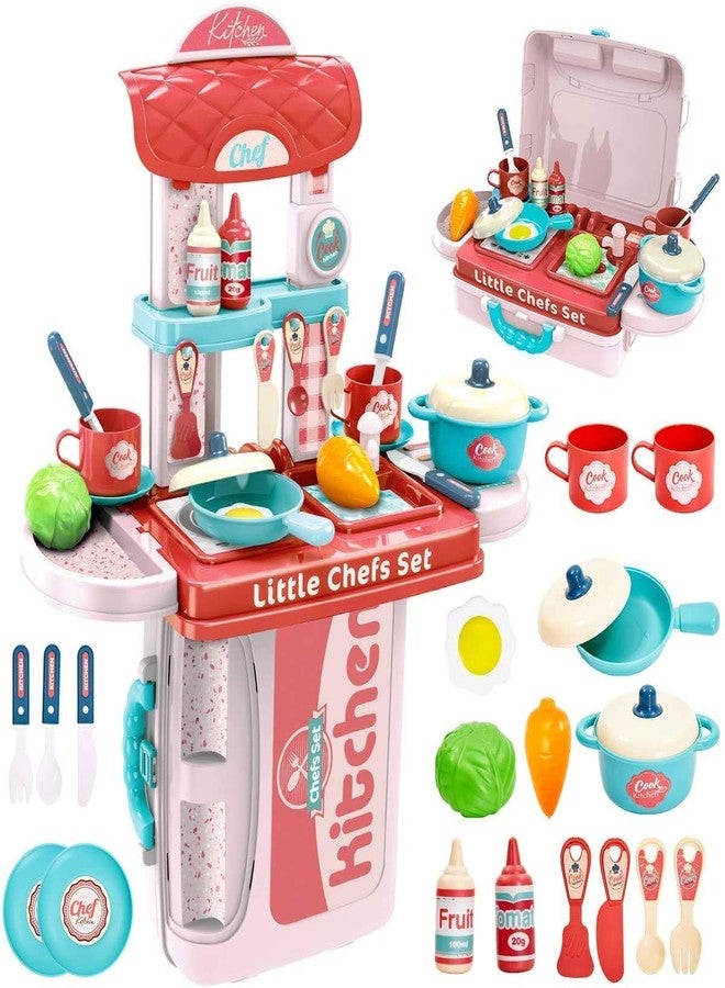 SELLMONK Plastic 42 Pcs Big Size Kitchen Playset | Musical & Light Kitchen Set Toy for Kids with Sound and Accessories Set for 4 Year Old (Yellow Suitcase) - Image 1
